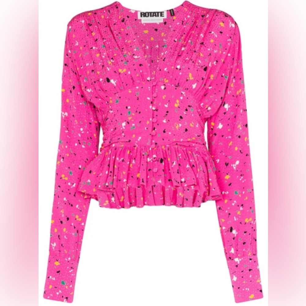 ROTATE BIRGER CHRISTENSEN
Tracy Paint Splash-print Blouse In Pink - Picture 6 of 13
